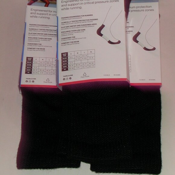 3 Pairs Thorlo Maximum Cushion Running Unisex Crew Socks Men's Large - Black - Picture 7 of 7